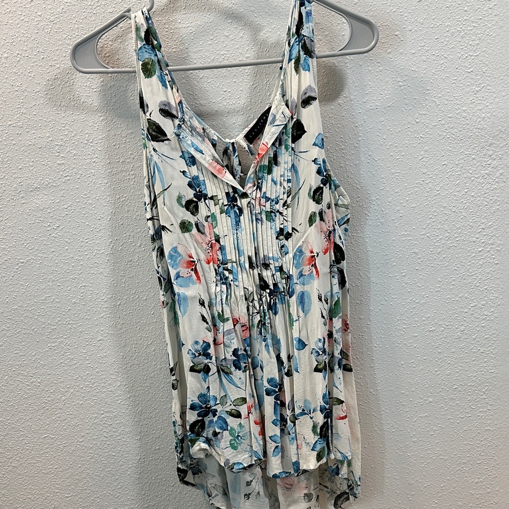Sanctuary Floral Tank Top - White and Blue